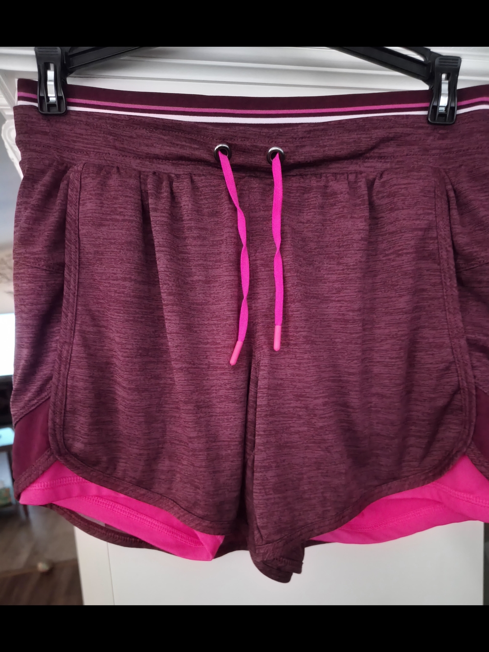 Avia Women's Maroon Shorts with Hot Pink Trim